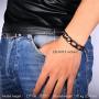 Men Steel Based Black Gun Plated 12mm Wide Figaro Chain Bracelet