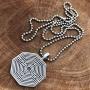 Medieval France Jewelry Octagonal Arras Amiens Labyrinth Maze of Chartres Cathedral Protection Amulet Symbol of Life Pewter Mens Womens Pendant Necklace Charm for Men Women Unisex Silver Ball Chain