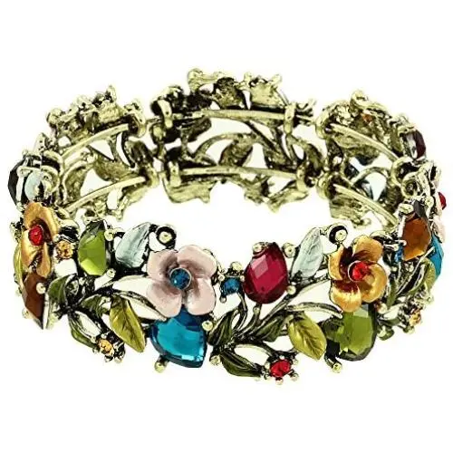 Falari Vintage Flower Bracelet Bangle Crystal Beads Hand-Painted Falari Vintage Flower Bracelet Bangle Crystal Beads Hand-Painted