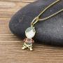 OUCHUANG 14K Yellow Gold Birthstone Cubic Zirconia CZ Boy and Girl Pendant Necklace or Chain for New Year Birthday Jewelry