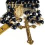 elegantmedical Black AAA+10mm Real Pearl BEADS GOLD ROSARY CROSS Necklace & box Catholic GIFTS