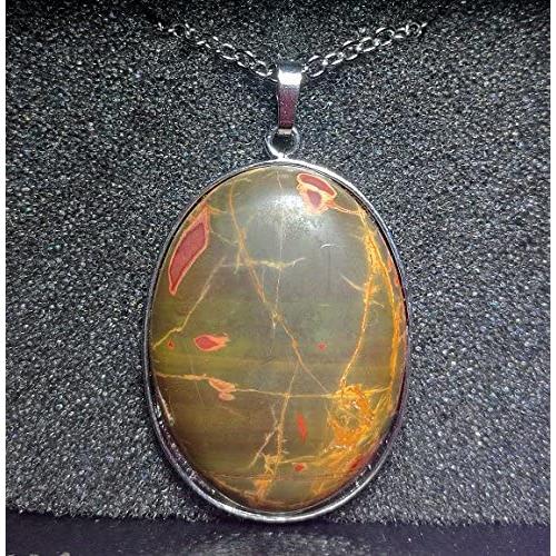 1 Pcs 2 Beautiful Jewelry Hand Carved Gemstone Picasso Jasper in Sliver Frame Pendant with Silver Chain Necklace 50mm (Picasso Jasper) 1 Pcs 2 Beautiful Jewelry Hand Carved Gemstone Picasso Jasper in Sliver Frame Pendant with Silver Chain Necklace 50mm (Picasso Jasper)