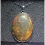 1 Pcs 2 Beautiful Jewelry Hand Carved Gemstone Picasso Jasper in Sliver Frame Pendant with Silver Chain Necklace 50mm (Picasso Jasper)