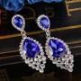 BriLove Womens Wedding Bridal Crystal Teardrop Cluster Beaded Chandelier Dangle Pierced Earrings