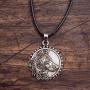 HAQUIL Wolf Necklace - Metal Alloy, Round Wolf Medallion Pendant - Leather Cord, 19.7''