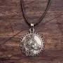 HAQUIL Wolf Necklace - Metal Alloy, Round Wolf Medallion Pendant - Leather Cord, 19.7'' HAQUIL Wolf Necklace - Metal Alloy, Round Wolf Medallion Pendant - Leather Cord, 19.7''