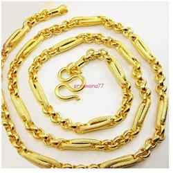 Chain Mix 22K 23K 24K Thai Baht Yellow Gold Plated 24 inch 36 Gram 5 mm Grams Jewelry