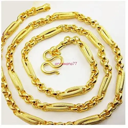 Chain Mix 22K 23K 24K Thai Baht Yellow Gold Plated 24 inch 36 Gram 5 mm Grams Jewelry Chain Mix 22K 23K 24K Thai Baht Yellow Gold Plated 24 inch 36 Gram 5 mm Grams Jewelry