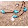 Yunhan Pearls 2 Strands Genuine Suede Cord Turquoise Choker Necklace Magnetic Clasp Jewelry for Women