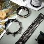 Hicarer 6 Pieces Punk Studded Bracelet Rivets Bracelet Leather Rivets Bracelet Cuff