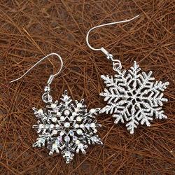 Szxc Womens Snowflake Dangle Earrings - Color Changing Crystals - 2 Inch - Ultra Light - Lead & Nickle Free - Christmas Holiday Jewelry