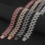 SONGCHANGJEWELRY Iced Out Chain Necklace for Men - Cuban Link Chain Necklace with Full Rhinestone 11MM/15MM/25MM Miami Choker Necklace Shining Hip Hop Accessories for Nightclub, Party, Daily