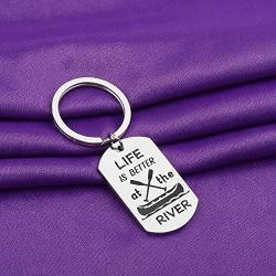 PENQI Rowing Jewelry Rowing Crew Coach Gifts Water Lifeguard Gift Life is Better at The River Keychain Boating Enthusiast Jewelry Gift for Rowers and Crew Fans