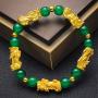 MANRUO Feng Shui Amulet Bracelet The Best Prosperity Bead Bracelet with 5 Vietnamese Sand Gold Plated Pi Xiu/Pi Yao Lucky Wealthy Brecelet