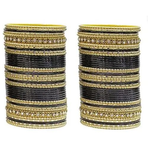 MUCH-MORE Traditional Colourful Metal Bangles for Karva Chauth & Wedding Use for Women & Girls MUCH-MORE Traditional Colourful Metal Bangles for Karva Chauth & Wedding Use for Women & Girls