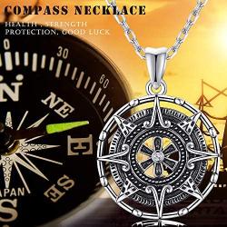 Compass Necklace For Women, Silver Pendant With Zirconia, Mayan Calendar Jewelry Charm