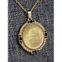 American Coin Treasures Italian 20 Lira Coin Pendant Necklace - Italian 20 Lire Goldtone Pendant with Faceted Round Jet Glass Stones| Italian Medallion Pendant