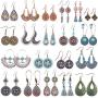 Duufin 15 Pairs Boho Earrings Vintage Bohemian Earrings Drop Dangle Earring Statement Earring Set with a Box for Women and Girls