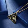 beautlace Egyptian Eye of Horus/Ankh Cross Necklace Silver/18K Gold/Black Gun Plated Ancient Triangle Eyes of Evil Symbol of Protection Pendant for Men and Women KP0036