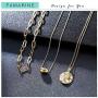 FAMARINE Gold Layered Pendant Long Necklace, 3 Layer Choker Necklace Chain Pendant Costume Jewelry for Women