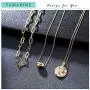 FAMARINE Gold Layered Pendant Long Necklace, 3 Layer Choker Necklace Chain Pendant Costume Jewelry for Women FAMARINE Gold Layered Pendant Long Necklace, 3 Layer Choker Necklace Chain Pendant Costume Jewelry for Women