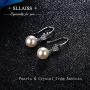 Sllaiss 925 Sterling Silver Austria Pearl Drop Earrings for Women, Cubic Zirconia Heart Dangle Earrings, Fine Jewelry for Love