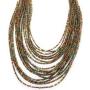 Bohemia Style 20 Layers Bib Statement Collar Glass Beaded Choker Necklace Fashion Jewelry For Women (Gold)