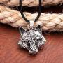 HAQUIL Wolf Necklace, Viking Wolf Head Pendant, Faux Leather Cord, Wolf Jewelry Gift