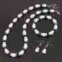Avalaya White & Royal Blue Imitation Pearl Bead with Diamante Ring Necklace, Bracelet & Earrings Set (Silver Tone Metal) - 44cm L/ 4cm Ext Avalaya White & Royal Blue Imitation Pearl Bead with Diamante Ring Necklace, Bracelet & Earrings Set (Silver Tone Metal) - 44cm L/ 4cm Ext