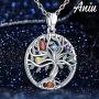 Tree of Life Necklace for Women, Sterling Silver Pendant, Jewelry Gift with Infinite Colorful Cubic Zirconia for Girlfriend Daughter