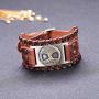 VASSAGO Vintage Amulet Norse Viking Tree of Life Yggdrasil Celtic Knot Metal Brown Leather Bracelet