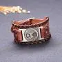VASSAGO Vintage Amulet Norse Viking Tree of Life Yggdrasil Celtic Knot Metal Brown Leather Bracelet