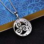 YL Celtic Knot Necklace 925 Sterling Silver Triskele Dangle Drop Earrings Triskelion Moon Leverback Jewelry for Women