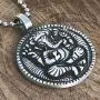 Hindu Jewelry Ganesha Ganapati Vinayaka Chaturthi Hinduism God Pewter Unisex Mens Pendant Necklace Protection Amulet Wealth Money Good Luck Lucky Charm Longevity Prosperity Talisman Silver Ball Chain