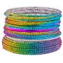 LUX ACCESSORIES Multicolored Colorful Rainbow Fashion Bangles Set of 18 Pieces