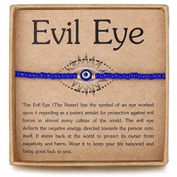 Evil Eye Friendship BFF Bracelet Blue Blass Tiny Beads Adjustable Good Luck Ojo Protection Nazar Bracelets for Women Men