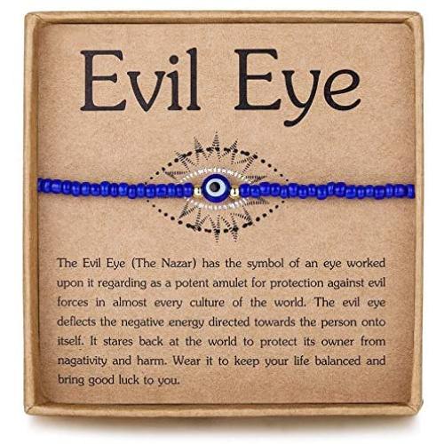 Evil Eye Friendship BFF Bracelet Blue Blass Tiny Beads Adjustable Good Luck Ojo Protection Nazar Bracelets for Women Men
