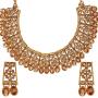 Efulgenz Indian Bollywood Traditional Crystal Pearl Wedding Temple Choker Necklace Earrings Maang Tikka Jewelry Set