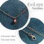 Genbree Boho Choker Necklace Evil Eye Necklaces Chain Silver Short Jewelry for Women and Girls (Red)