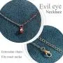 Genbree Boho Choker Necklace Evil Eye Necklaces Chain Silver Short Jewelry for Women and Girls (Red)