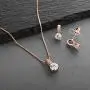 Mariell Rose Gold Round-Cut Cubic Zirconia Necklace Earrings Set for Brides, Bridesmaids & Everyday Wear Mariell Rose Gold Round-Cut Cubic Zirconia Necklace Earrings Set for Brides, Bridesmaids & Everyday Wear