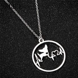 Eiffy Cartoon Chihuahua ECG Heartbeat Puppy Dog Earrings Pendant Necklace Pet Animal Hypoallergenic Jewelry for Women