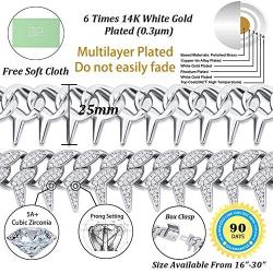 TOPGRILLZ 25mm 6 Times 14K Gold Plated Iced Out Single Row Spiked Link Chain for Men and Women Hip Hop Jewelry Collection