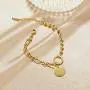 Smile Bracelets for Women,6.7inch Gold Charm Bracelets for Women and Girls,Smile with Good Luck Friendship Bracelets