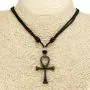 BlueRica Ankh Cross of Life Pendant on Adjustable Black Rope Cord Necklace (Old Silver Color) BlueRica Ankh Cross of Life Pendant on Adjustable Black Rope Cord Necklace (Old Silver Color)