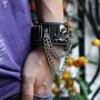 Jovivi Punk Leather Cuff Bracelet Skull Design Bracelet Wristband Adjustable Size 7 to 8 Inches Include a Pouch Jovivi Punk Leather Cuff Bracelet Skull Design Bracelet Wristband Adjustable Size 7 to 8 Inches Include a Pouch
