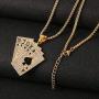 AsAlways Men Punk Rock Hip Hop Inlay CZ Stainless Steel The King of Hearts Playing Card Poker Tag Pendant Necklace, 24 inch Chain