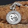 GuoShuang Nordic Viking Wolf Geri and Freki Rune Amulet Stainless Steel Pendant Necklace with Valknut Rune Gift Bag