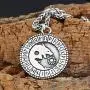 GuoShuang Nordic Viking Wolf Geri and Freki Rune Amulet Stainless Steel Pendant Necklace with Valknut Rune Gift Bag GuoShuang Nordic Viking Wolf Geri and Freki Rune Amulet Stainless Steel Pendant Necklace with Valknut Rune Gift Bag