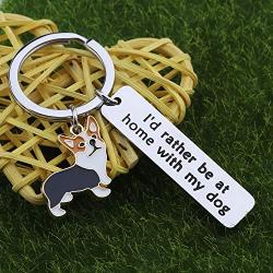 Gzrlyf Corgi Keychain Id Rather be at Home with My Dog Funny Corgi Gifts for Corgi Lovers Corgi Owner Dog Lovers Gifts